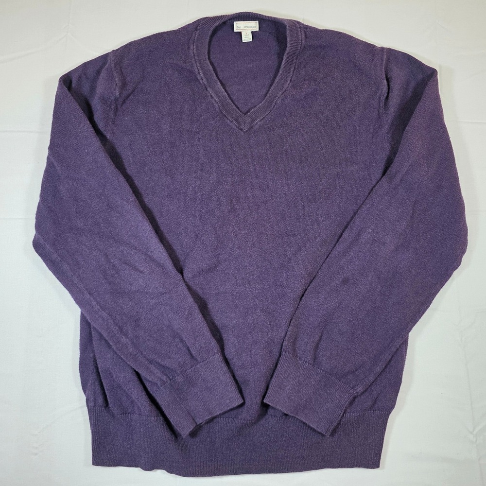Gap Mens Purple Cotton Cashmere V-Neck Sweater Size Large Knit Pullover
